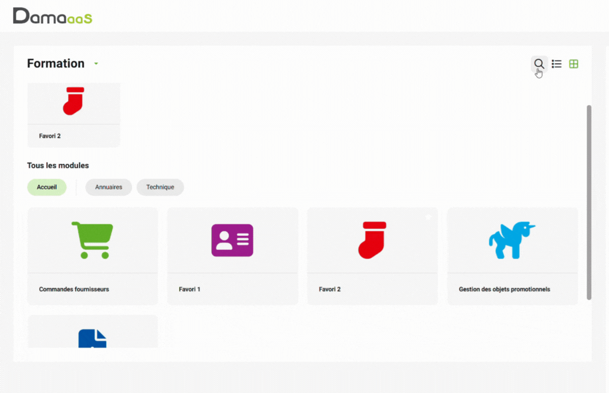 Capture DAMAaaS recherche module 